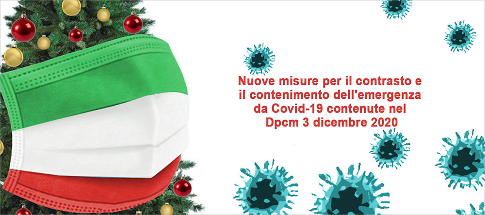 Immagine con albero di Natale con la mascherina -Dpcm del 3 dicembre 2020